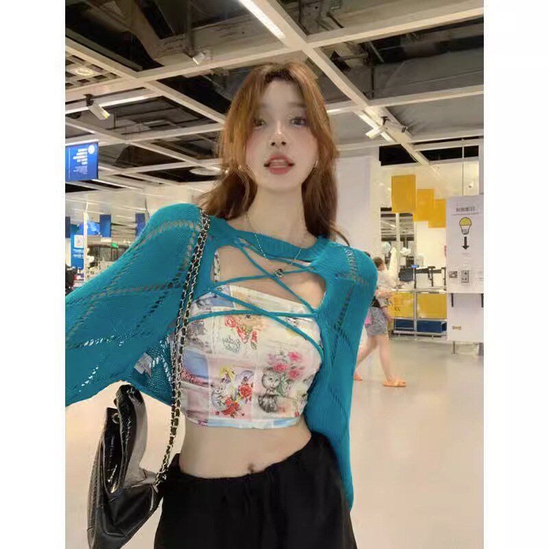 甜辣背心吊带女内搭外穿秋装女装新款叠穿上衣两件套外搭罩衫早秋