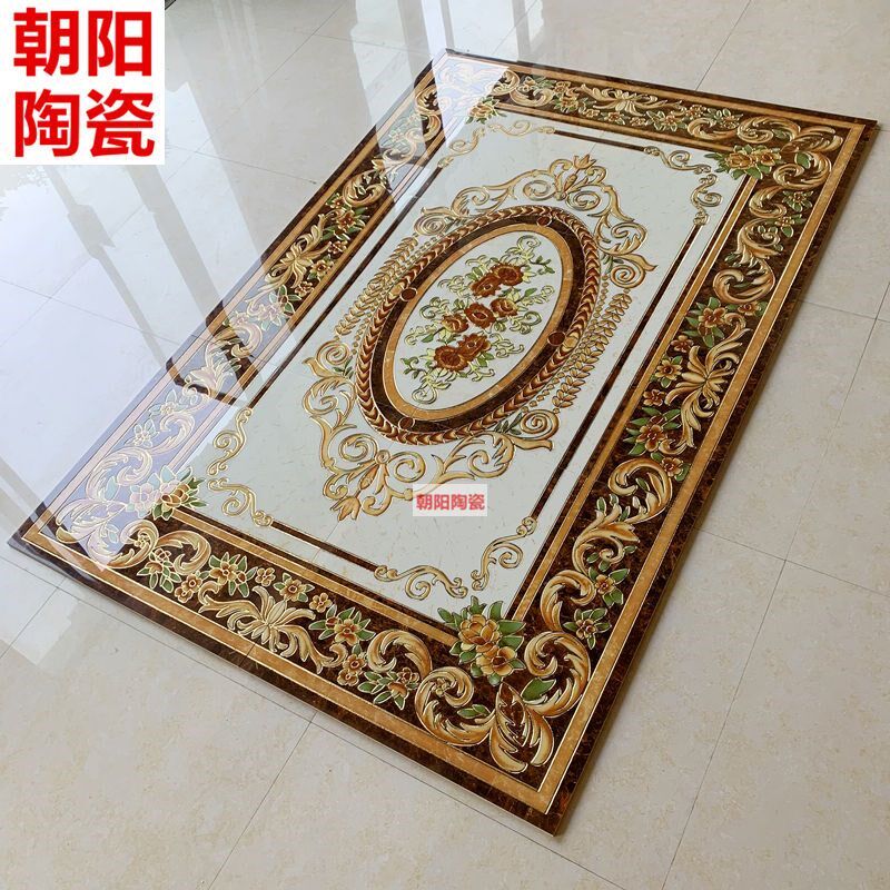 拼花地砖800x800 微晶石抛晶砖客厅餐厅造型入户X玄关拼花瓷砖