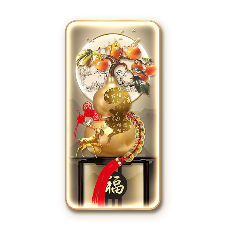 新挂画临门壁灯道葫芦中式客厅过画福禄玄关走廊装饰Y画入户门福
