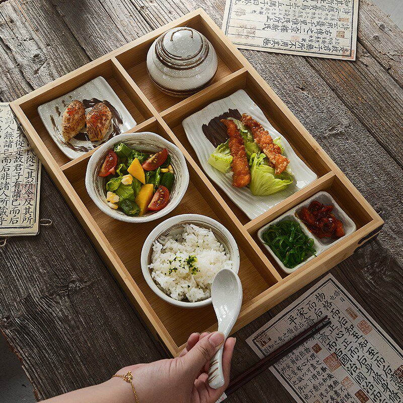 精致一人食月子餐l具套装专用餐盘日式竹托盘精致盘子商用酒店餐