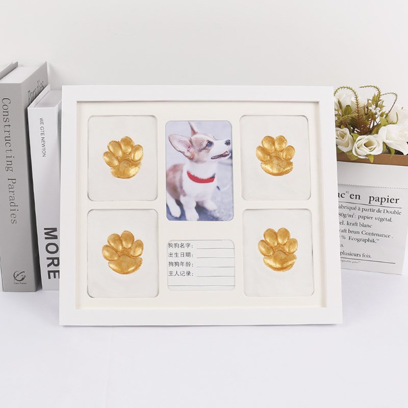 宠物爪印纪念相框狗狗脚印定制猫咪爪印diy实木相框照片定制礼物