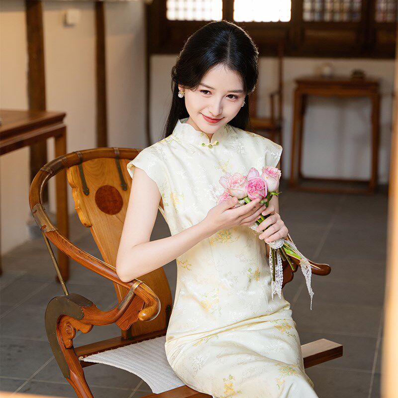 苏爱掌珠新中式改良旗袍女夏季短袖连衣裙修身显瘦订婚结婚送考