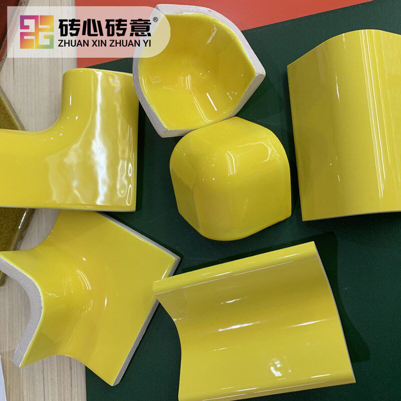 小白砖转角美弧砖厨房瓷砖浴室墙砖绿半J圆角吧台橱柜台面日式弧