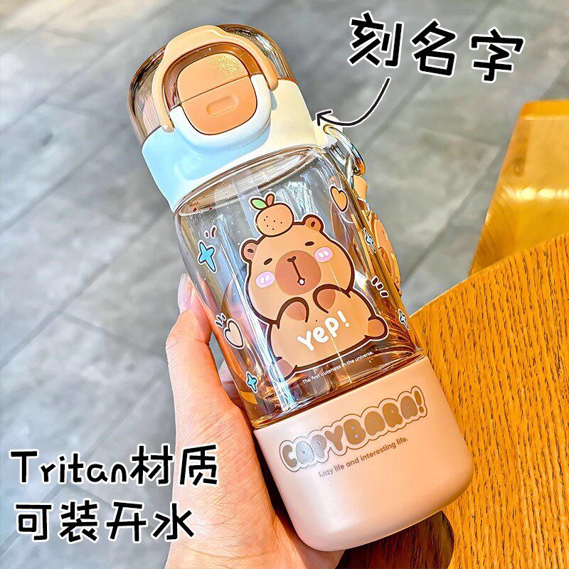 儿童吸管水杯上学专用2p025新款大容量男女孩夏季可爱便携杯子刻