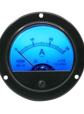 供应 指针式圆形电流表BO-52 DC75mV30A蓝色背光电压12V 电工仪表