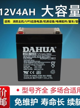DAHUA大华DHB1240 12V4Ah/20Hr蓄电池 电梯UPS电源安防门禁电瓶