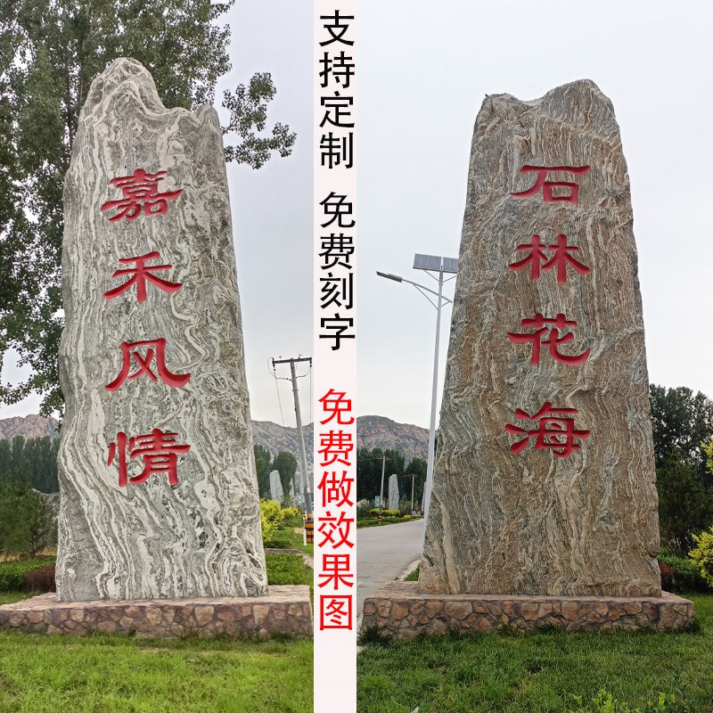 学校庭院大石头园林石村牌奇石免大型泰山石自然石材景观石