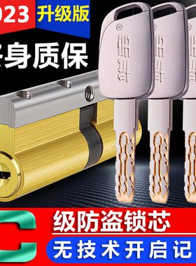 华宝 锁芯C级入户防盗门锁芯家用老式通用型大门铜锁芯叶片8轨道