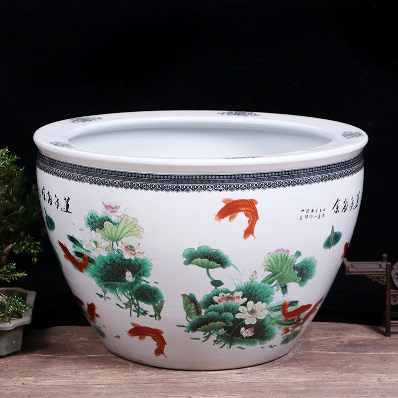 睡莲花盆陶瓷青花瓷碗莲荷花家用大号清仓铁树盆庭院特大水缸养鱼