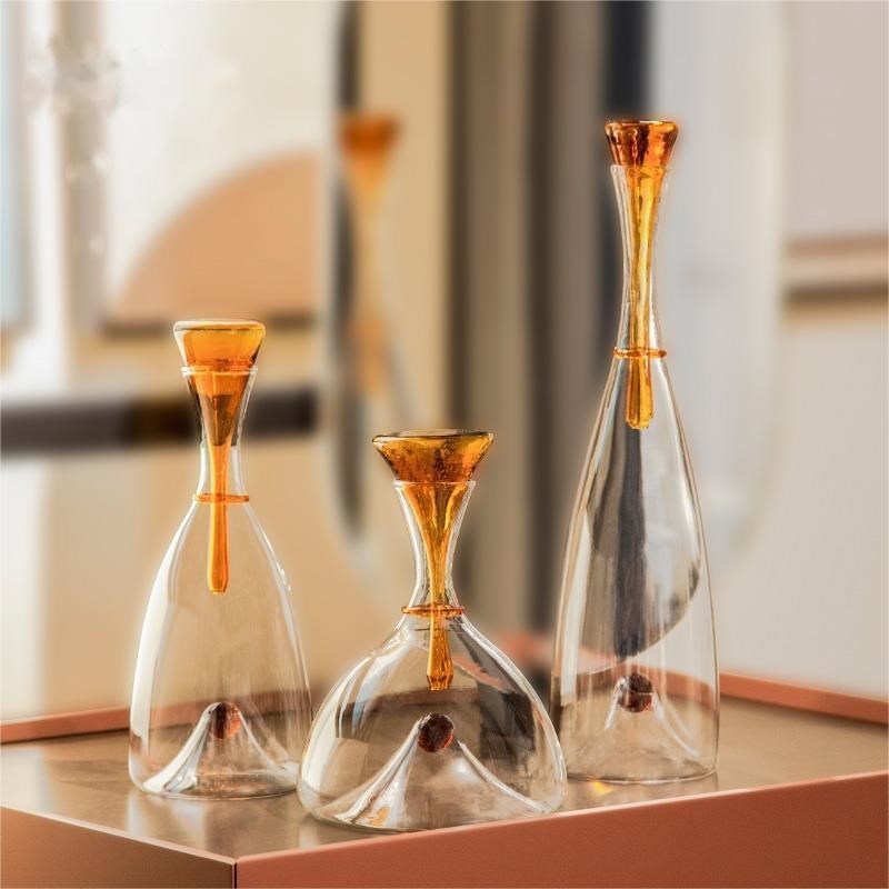 北欧简约透明玻璃酒具器皿中古醒酒器摆件餐厅客厅酒柜家居装饰品