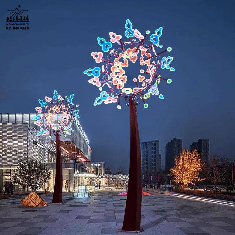 风动艺术景观灯公园大型太阳花八爪鱼旋转摆动风车创意动态装置