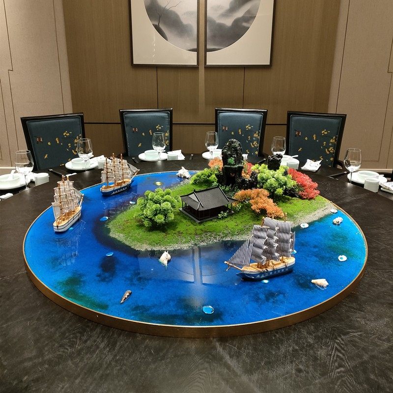 餐桌桌芯桌摆酒店饭店餐桌转x盘花圆形工艺品微缩景观装饰品摆件
