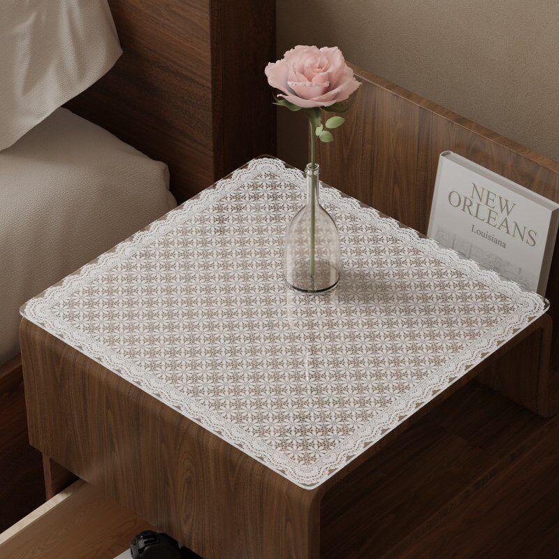 蕾丝软玻璃床头柜垫桌垫免洗防水防油冰箱洗衣机盖垫防尘桌布盖布