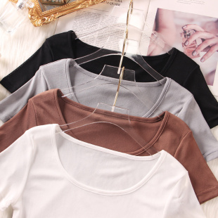 冰丝网纱上衣白色短袖t恤女装夏季薄款内搭纱衣设计感紧身打底衫