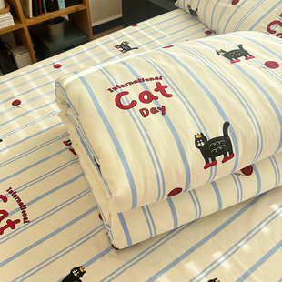 小猫国度单d件被套150x200x230cm全棉被罩1.5米床单人学生宿舍