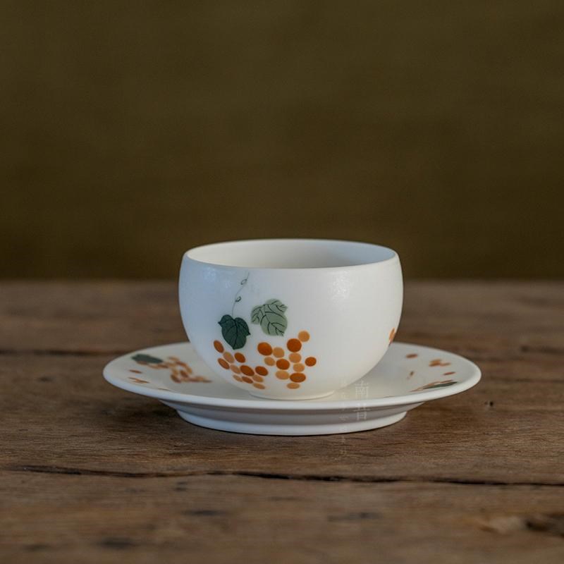 手绘插画花语猪口杯子拿铁u拉花咖啡杯卡通优雅小众下午茶杯碟套