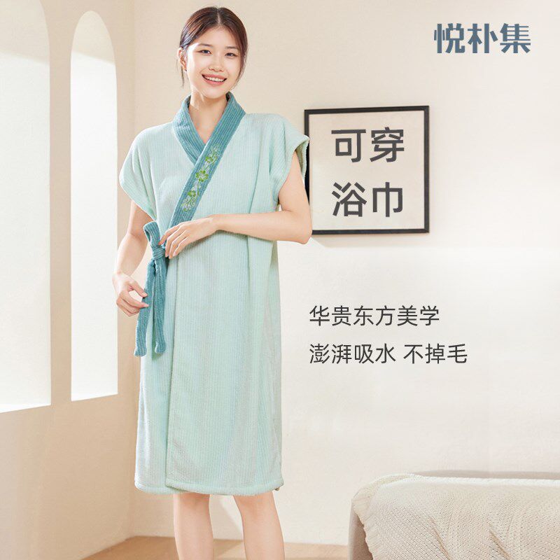 浴巾浴袍可穿式速干女款裹巾吸水2024新款非纯棉全棉大人高级家用