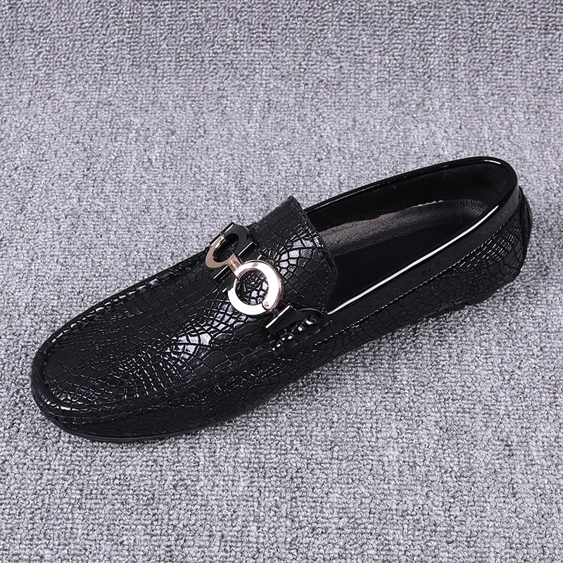 男士休闲皮鞋2021年夏季新款豆豆鞋男真皮男款透气薄款一脚蹬男鞋