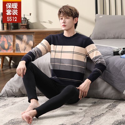 新款德绒保暖内衣男士套装加绒加厚F款冬季青中年防寒秋衣秋裤