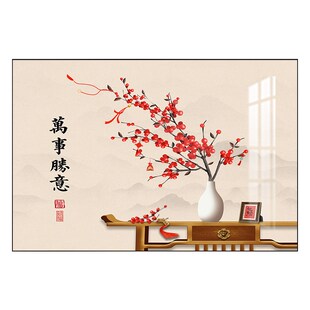 餐厅装饰画新中式饭厅餐桌壁画现代简约客厅背S景墙挂画单幅墙画