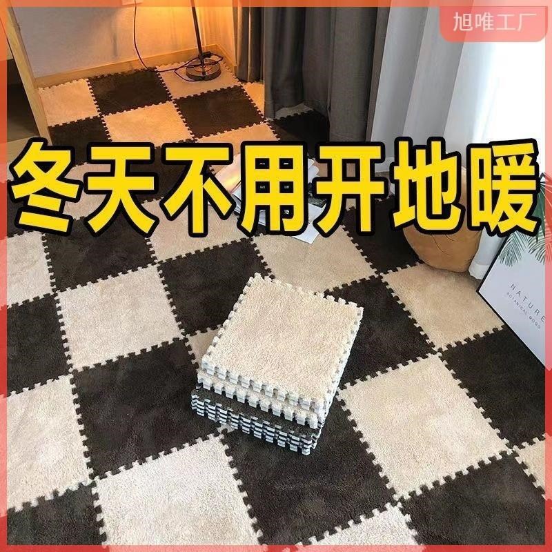 毛绒地毯少女卧室满铺加厚耐脏可水洗裁剪拼接地垫床边儿童爬行。