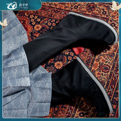 明制中式古装古风汉服皂靴男鞋子靴子汉鞋内增高黑翘头官靴中国风