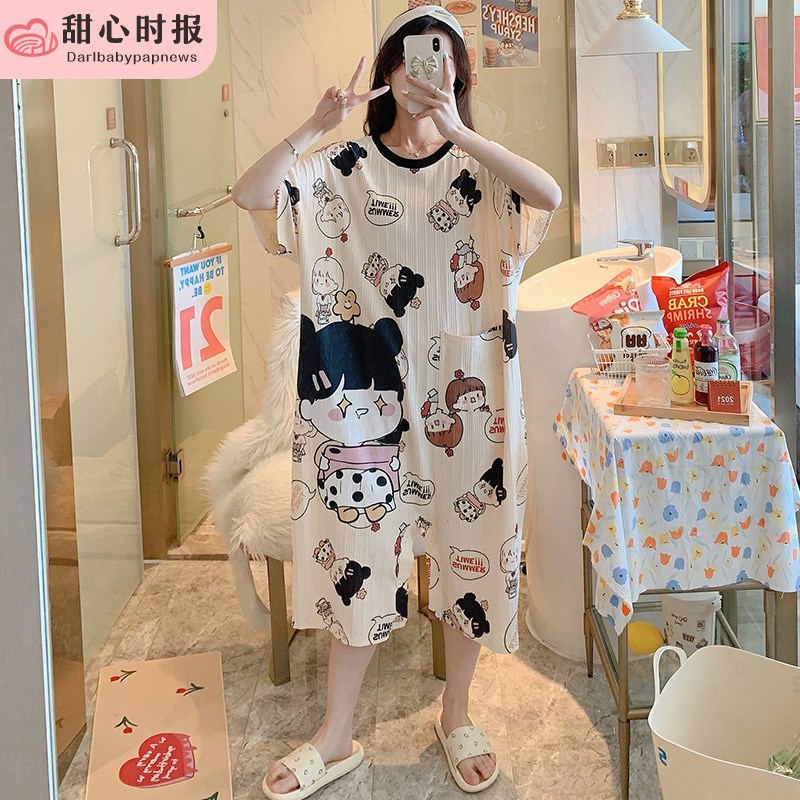 睡衣女夏季薄款纯棉短袖睡裙裤裙两穿可爱网红爆款春秋家居服花朵