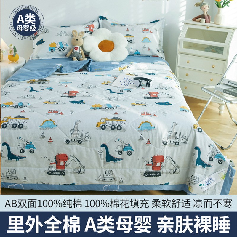 儿童夏凉被空调被幼儿园全棉夏被夏季小被Q子薄小孩春秋可水洗