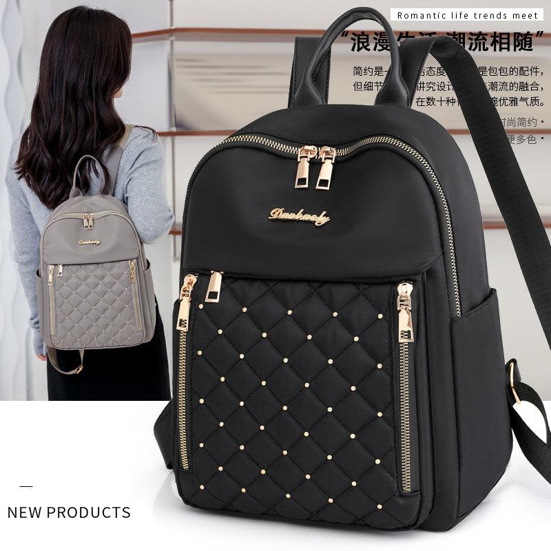 牛津布双肩包女2022新款时尚百搭女士背包小包旅行大容量电脑书包