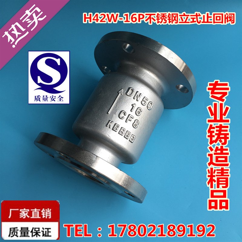 H42W-16P不锈钢立式止回阀  304法兰止回阀 单向逆止阀DN25-DN200
