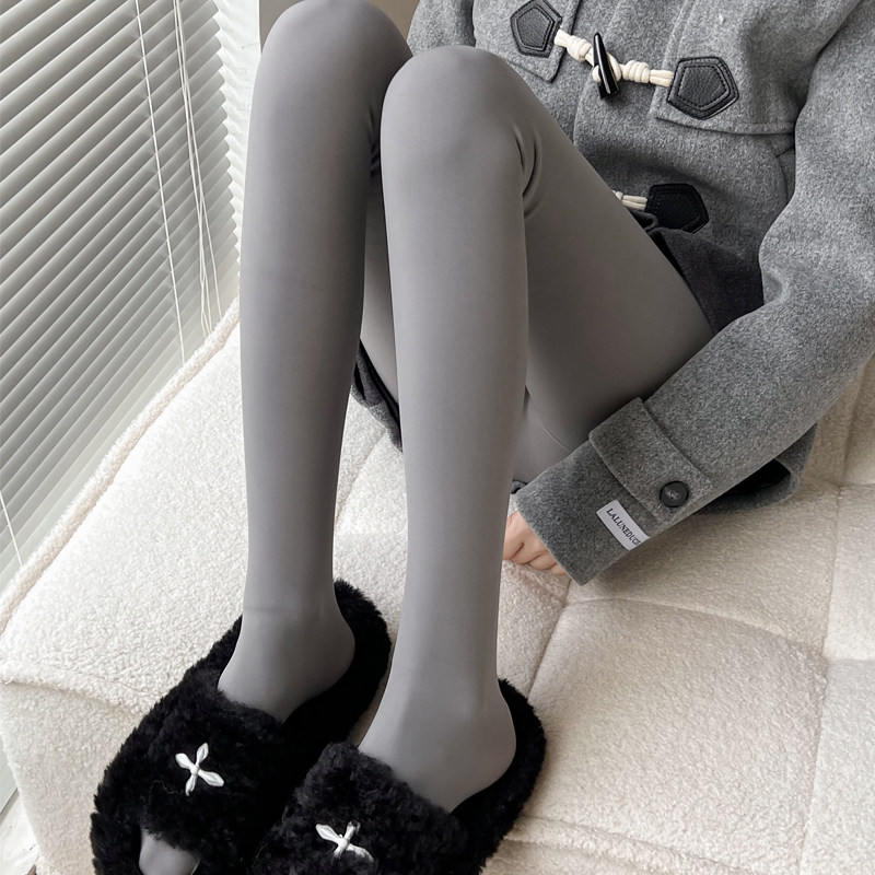 秋冬加绒烟灰色裤袜女加厚保暖深灰色踩脚袜肉色内搭裤袜黑丝袜