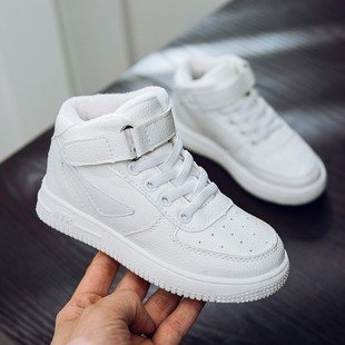 白色幼儿园棉鞋 女童小白鞋 男童板鞋 儿童高帮运动鞋 潮 2020秋冬韩版