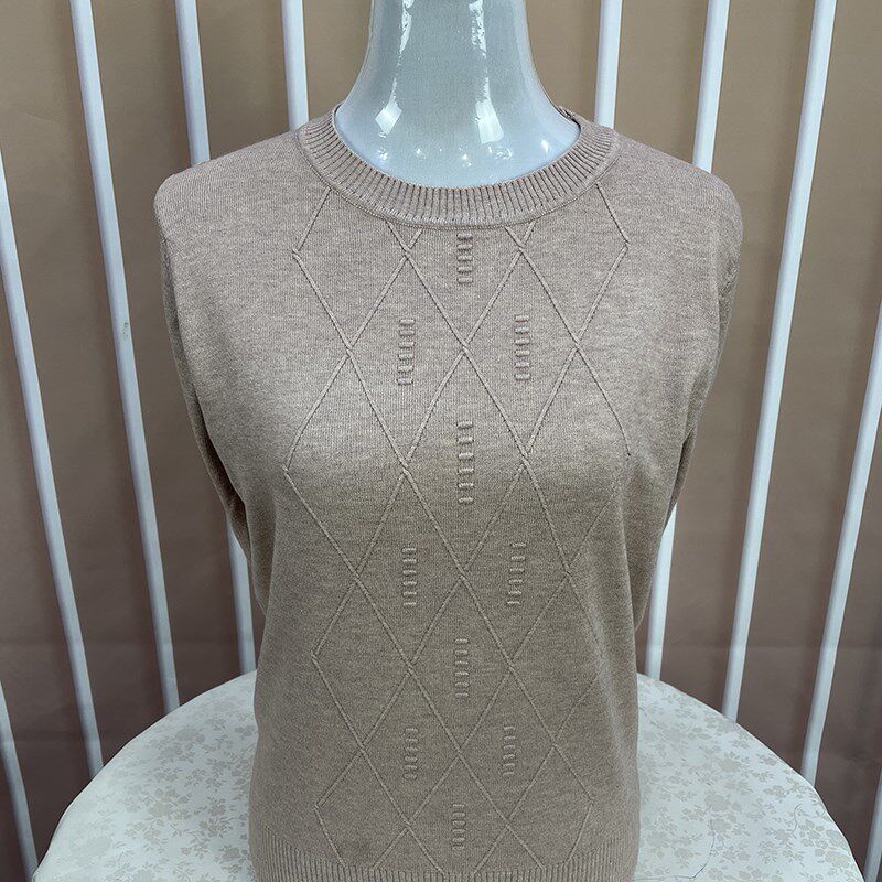 早秋妈妈装圆领套头长袖薄款毛衣中年女士宽松针织打底衫奶奶上衣