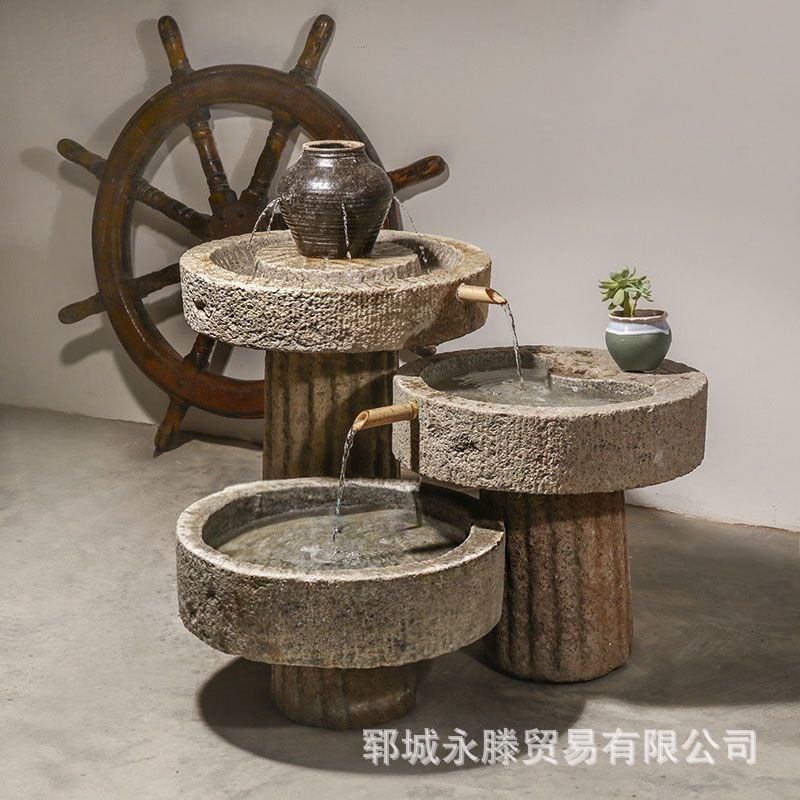 老旧石槽鱼缸石缸养鱼p观景石槽户外庭院聚宝盆青石槽景观流水摆
