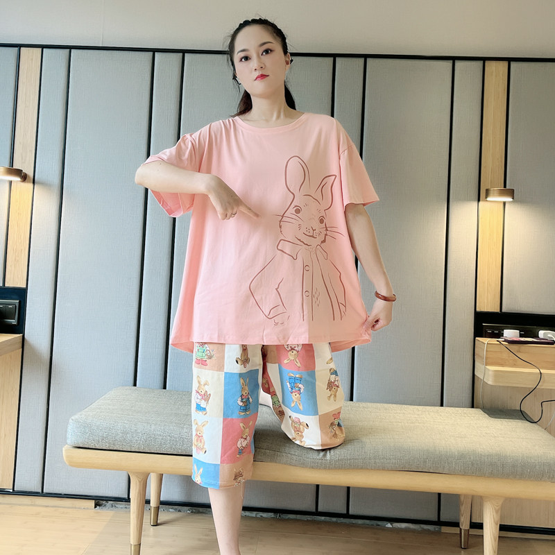 睡衣女款2025新款夏季夏款纯棉女士短袖套装春秋款粉色家居服夏天