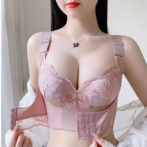 夏季薄内衣女调整型大码文胸大胸显小收副乳防下垂七排扣胖mm胸罩