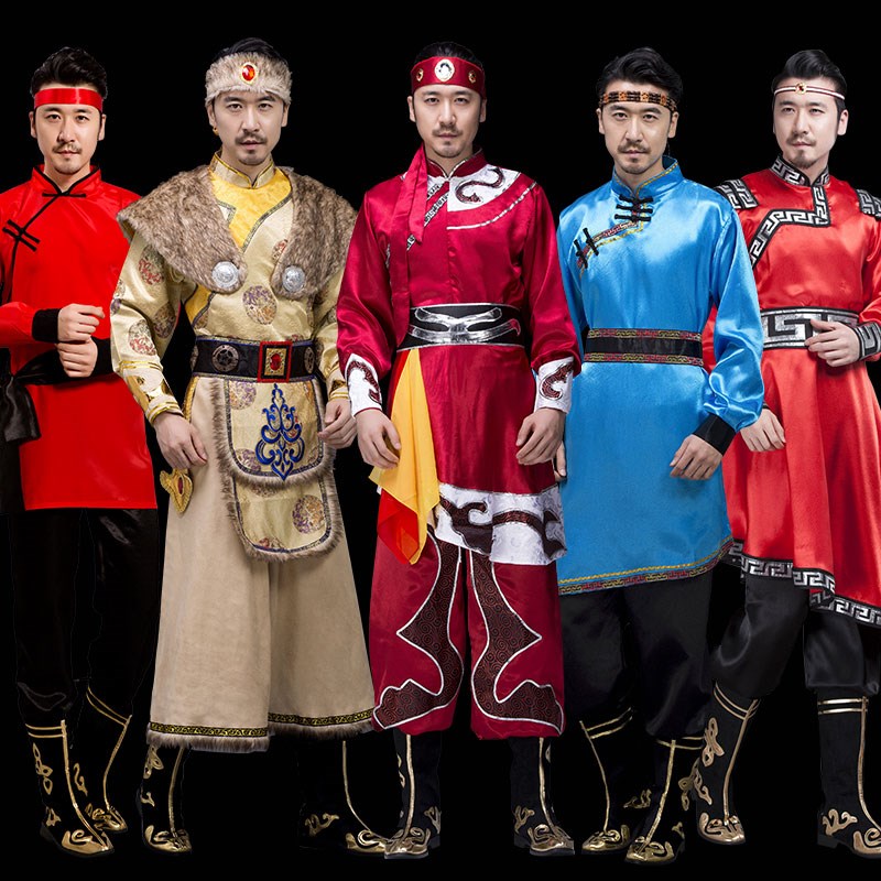 蒙古服装男蒙族成人民族风筷子舞蹈服现代男士少数民族演出服饰