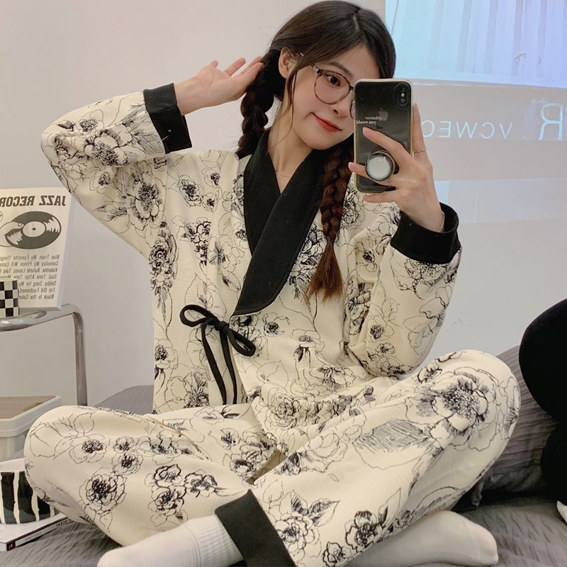 空气棉月子服秋冬季10月份产后纯棉和服孕妇睡衣秋冬款怀孕期哺乳