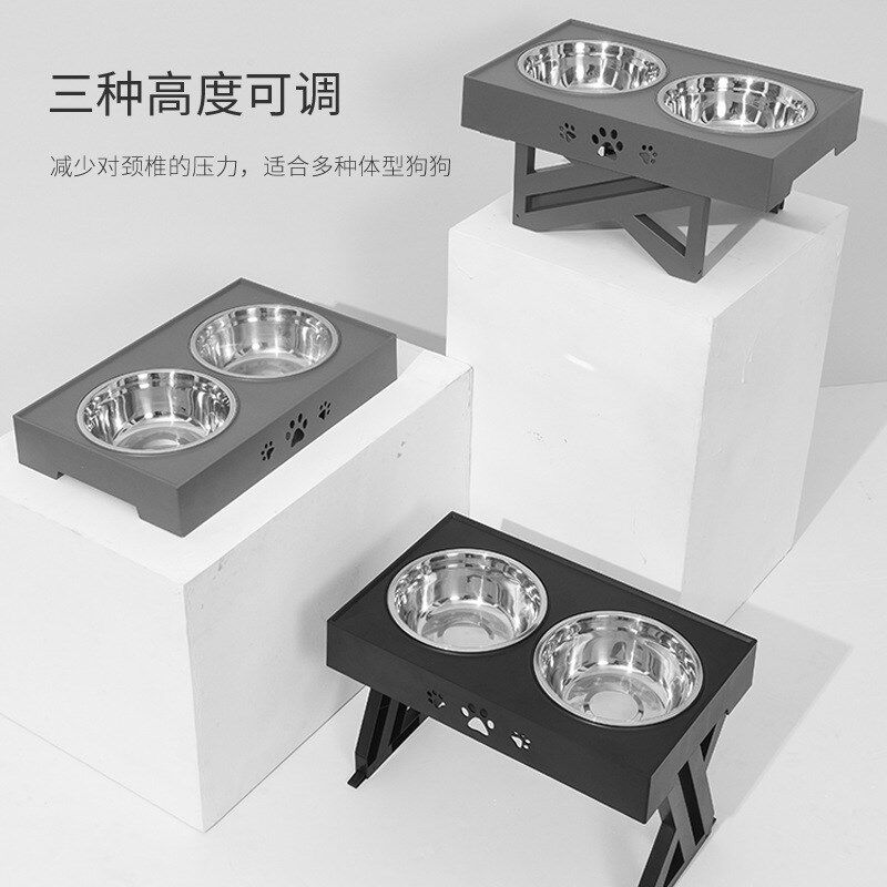 宠物狗碗盆金毛大中n小型犬喂食器食盆不锈钢碗狗盆食具护颈升降