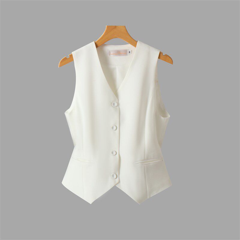 西装女士马甲v领优雅通勤外穿简约气质修身百搭无袖知性时尚短甲