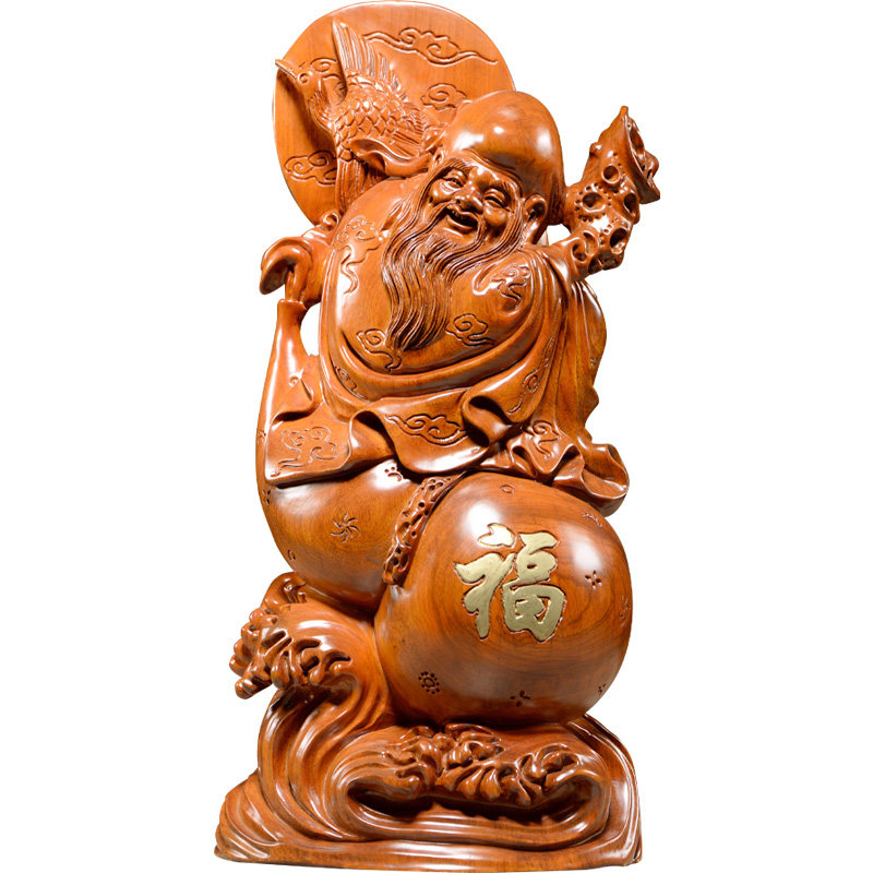 花梨木雕葫d芦寿桃老寿星公摆件送长辈老人祝寿生日礼品红木工艺