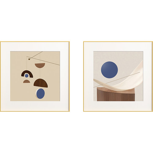 蓝色约定现d代简约抽象画几何静物客厅装饰画样板房立体感餐厅挂