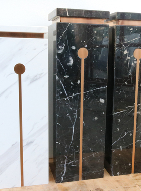 定制镶嵌黑白根大理石摆台落地基座展示底座酒店展W厅样板房摆件
