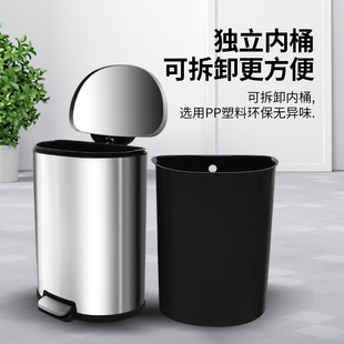 50L加厚不锈钢垃圾桶脚踏式商用酒店H大堂垃圾桶大容量防臭带盖子
