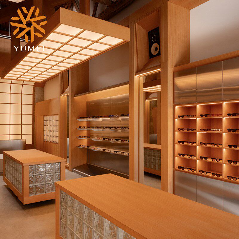 整店定制木e纹商铺展示柜多层带灯货品自选区陈列柜墙面木质货架