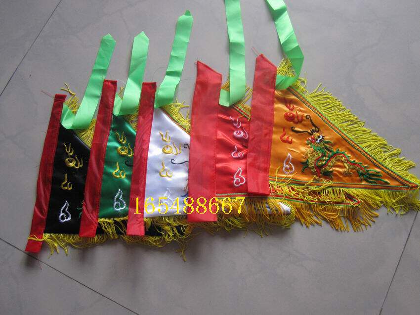 五色令旗 五方旗 佛旗 五营旗 龙旗 教旗 三角旗 绣品 50CM