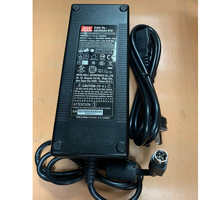 原装MEAN WELL明纬GS220A24-R7B 24V9.2A 221W四针4P电源适配器线