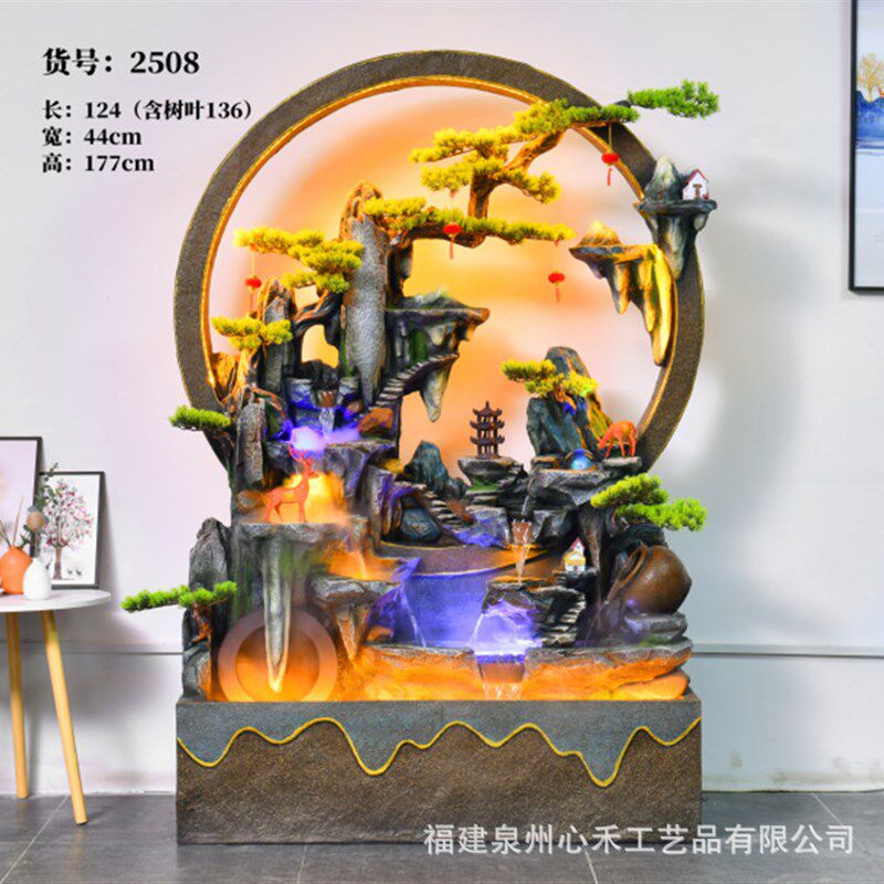 假山石鱼缸招财流水摆件阳台庭院落地办公室循环S水隔断水幕墙屏