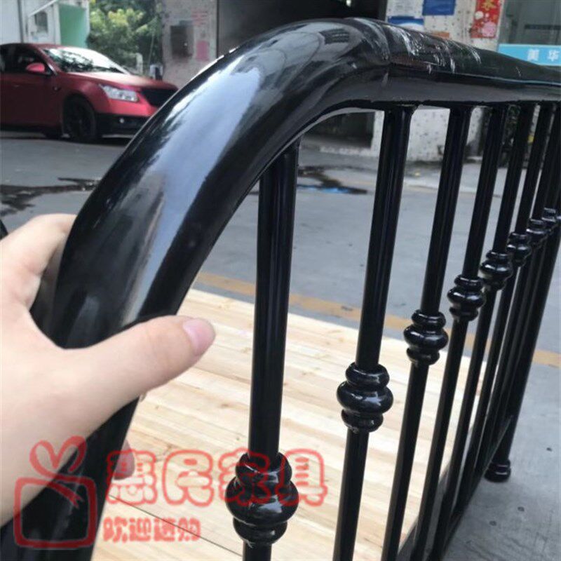 深圳铁床黑色50管加厚铁艺床v1.2米单人1.5米双人床单层公寓床床
