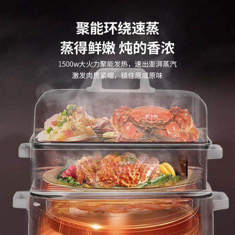库可电蒸锅家用不锈钢长方形多z功能大容量全自动蒸汽锅蒸鱼箱一